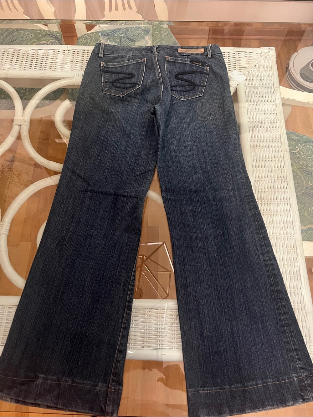 Seven7 Women's Dark Indigo Wide-Leg Flare Jeans